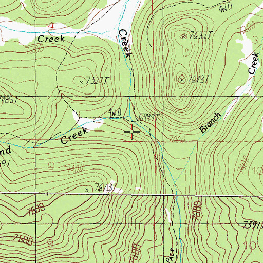 Topographic Map of Overland Creek, MT