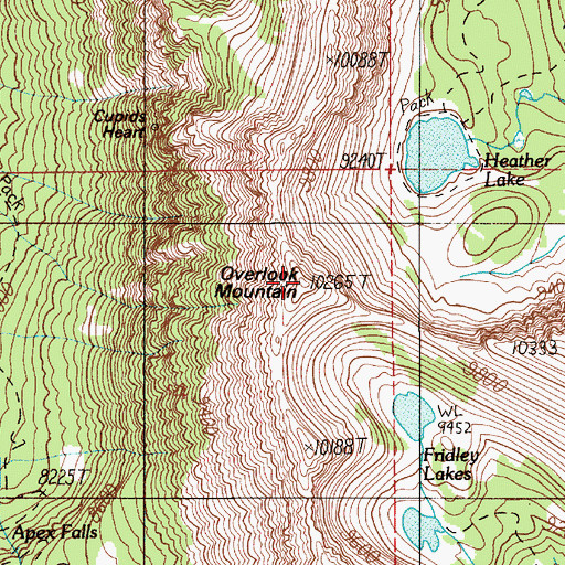 Topographic Map of Overlook Mountain, MT