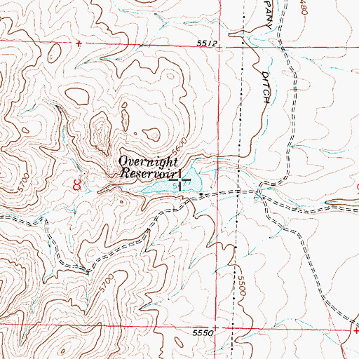 Topographic Map of Overnight Reservoir, MT