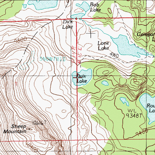 Topographic Map of Ovis Lake, MT