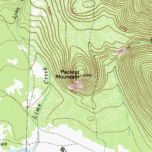 Topographic Map of Packrat Mountain, MT