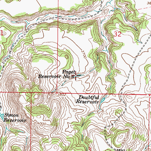 Topographic Map of Paget Reservoir Number Three, MT