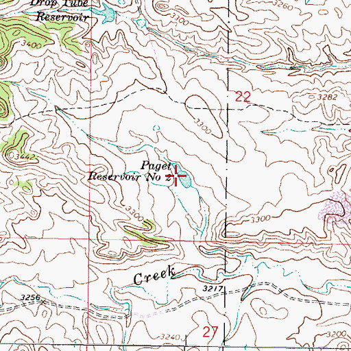 Topographic Map of Paget Reservoir Number Two, MT