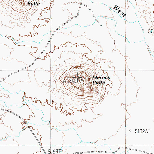 Topographic Map of Merrick Butte, AZ