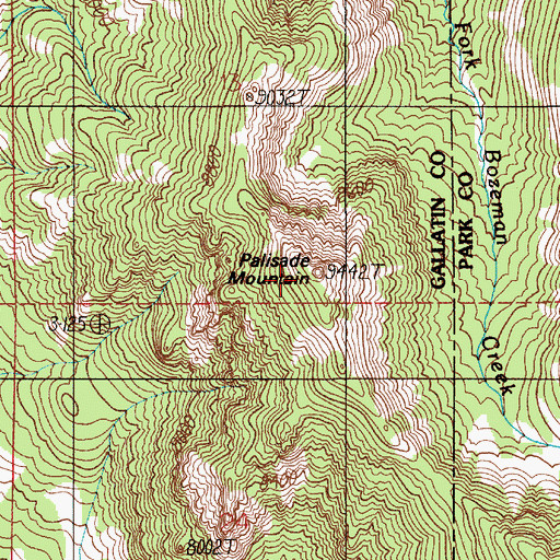 Topographic Map of Palisade Mountain, MT