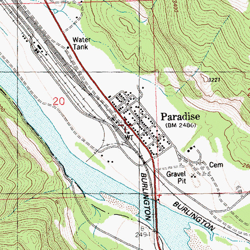 Topographic Map of Paradise, MT