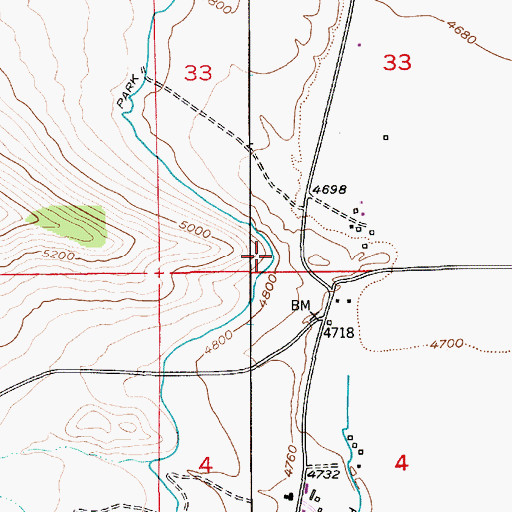 Topographic Map of Park Branch Canal, MT