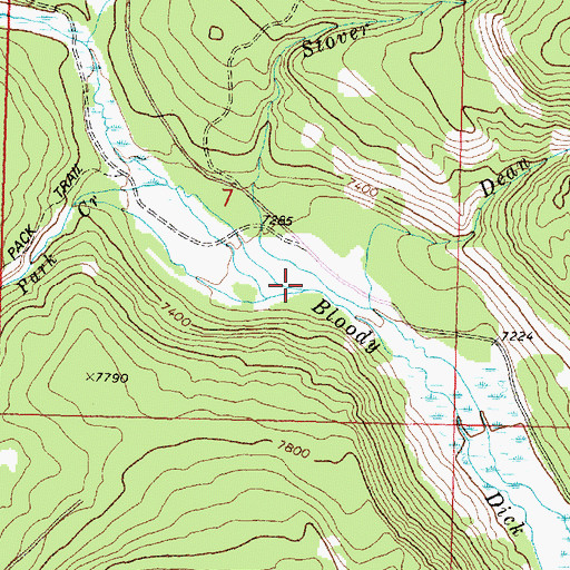 Topographic Map of Park Creek, MT