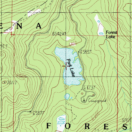 Topographic Map of Park Lake, MT