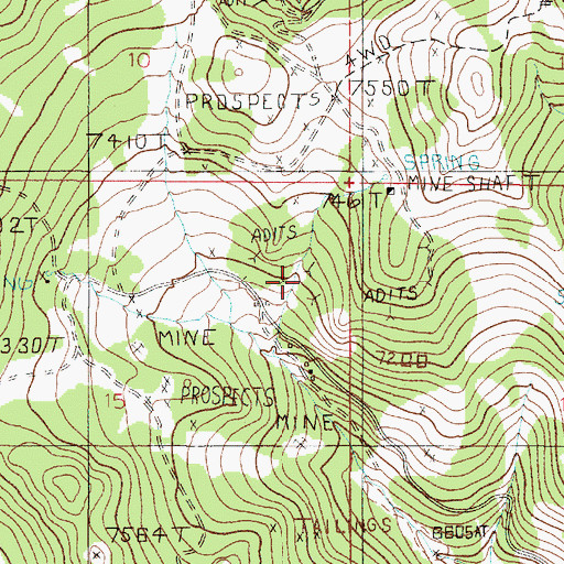 Topographic Map of Park Mines, MT