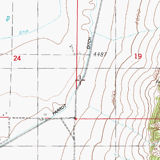 Topographic Map of Parrot Ditch, MT