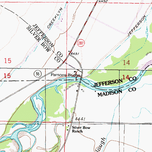 Topographic Map of Parsons Bridge, MT
