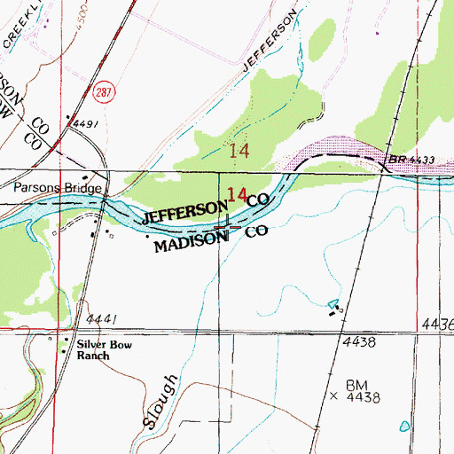 Topographic Map of Parsons Slough, MT