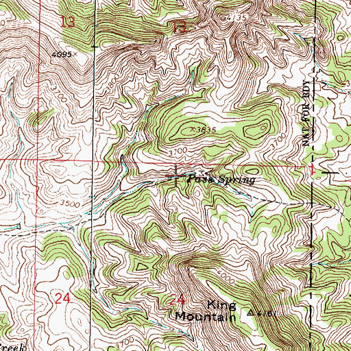Topographic Map of Pass Spring, MT