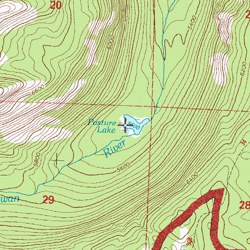 Topographic Map of Pasture Lake, MT