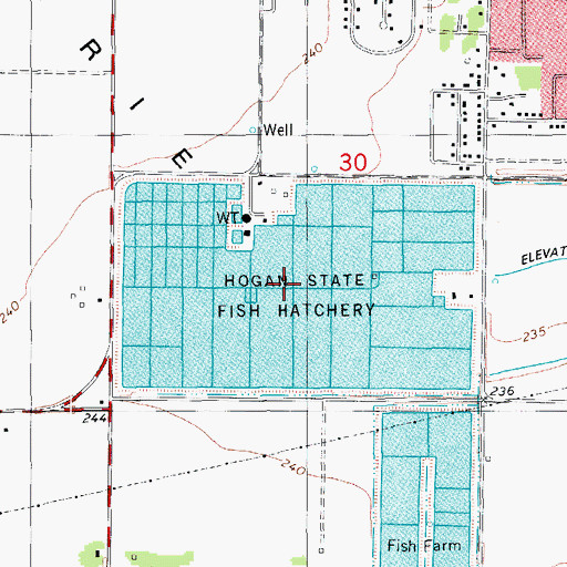 Topographic Map of Hogan State Fish Hatchery, AR