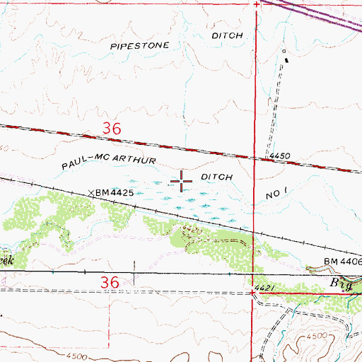 Topographic Map of Paul-McArthur Ditch Number One, MT