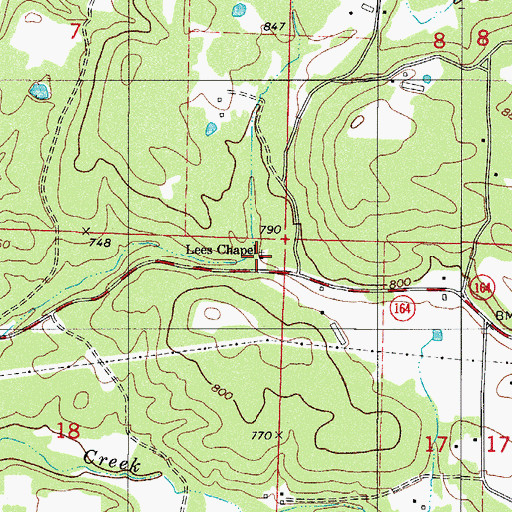 Topographic Map of Lees Chapel Assembly of God Church, AR