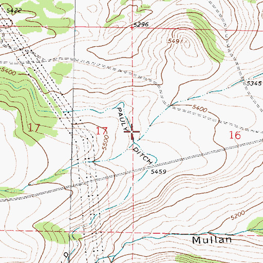 Topographic Map of Pauly Ditch, MT