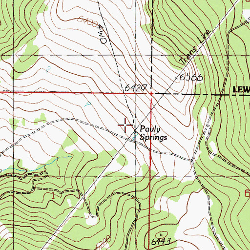 Topographic Map of Pauly Springs, MT