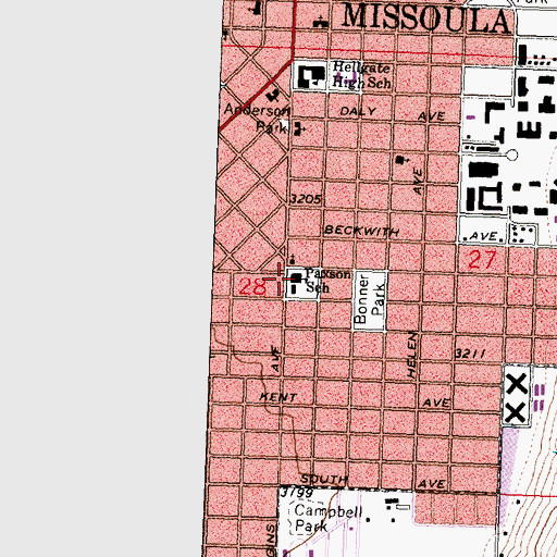 Topographic Map of Paxson School, MT