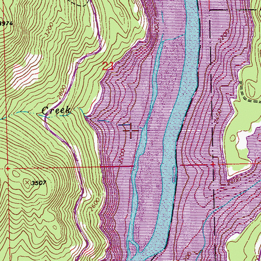 Topographic Map of Peace Creek, MT
