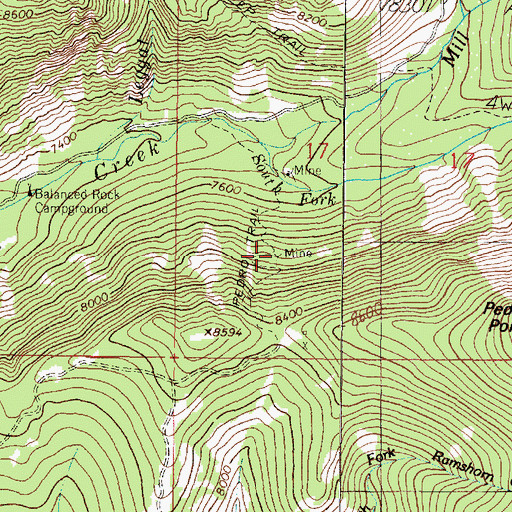 Topographic Map of Pedro Trail, MT