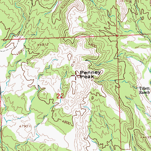 Topographic Map of Penney Peak, MT