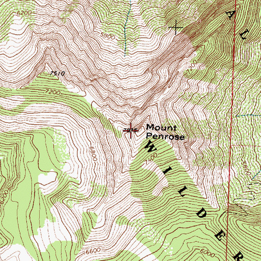 Topographic Map of Mount Penrose, MT