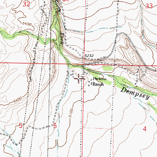 Topographic Map of Perkins Ranch, MT