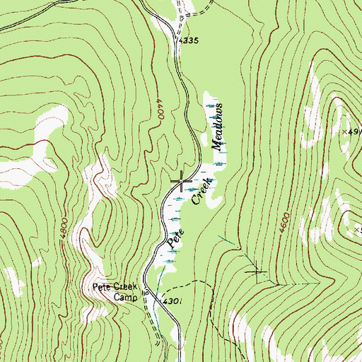 Topographic Map of Pete Creek Meadows, MT