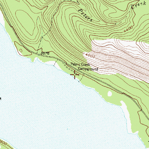 Topographic Map of Peters Creek Campground, MT