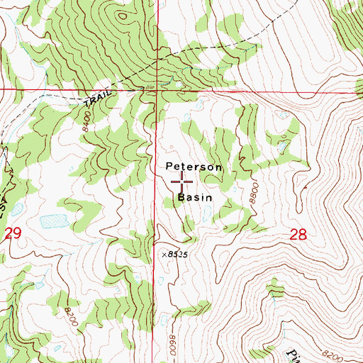 Topographic Map of Peterson Basin, MT