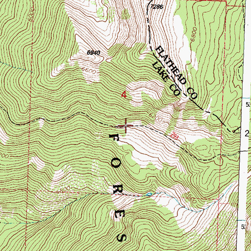 Topographic Map of Peterson Creek Trail, MT