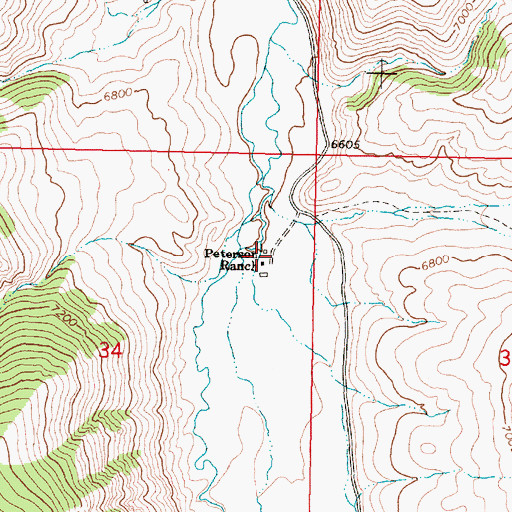 Topographic Map of Peterson Ranch, MT