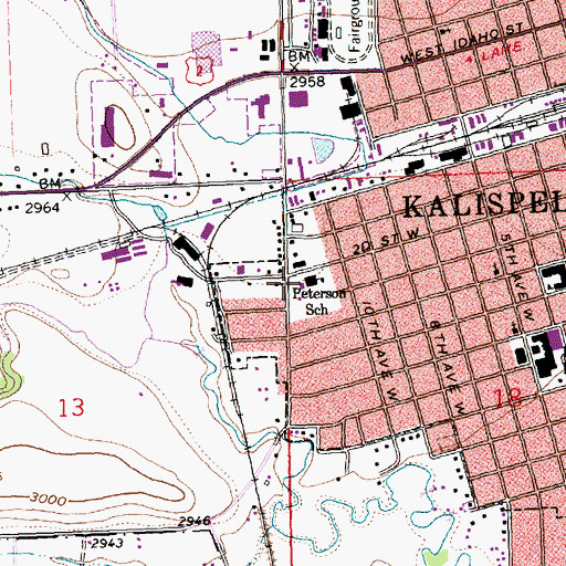 Topographic Map of Lillian Peterson School, MT