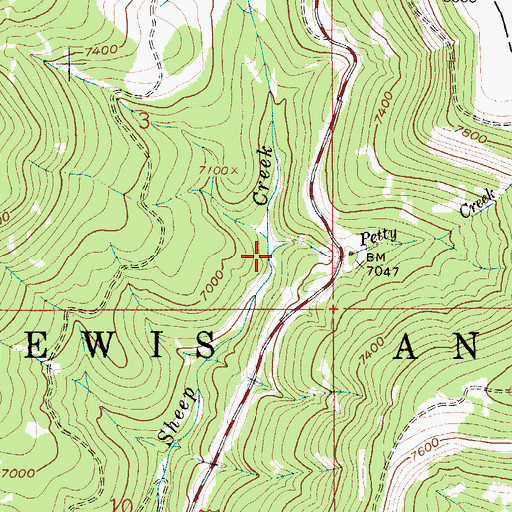 Topographic Map of Petty Creek, MT
