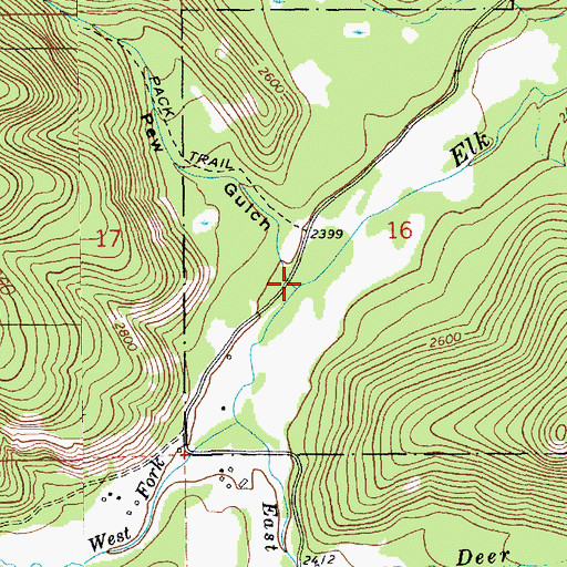 Topographic Map of Pew Gulch, MT