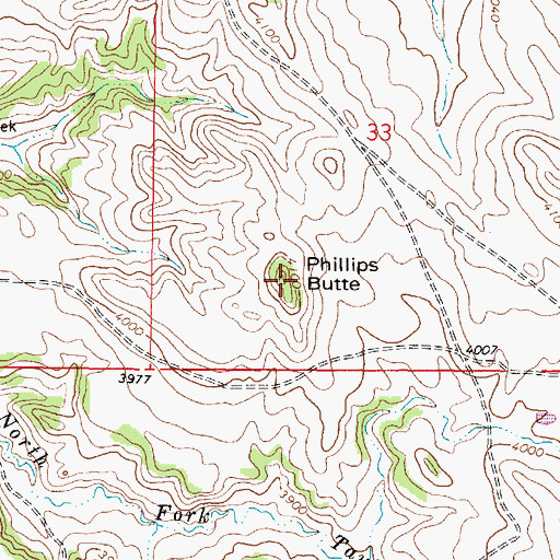 Topographic Map of Phillips Butte, MT