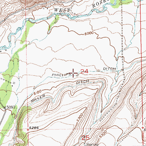 Topographic Map of Phillips Ditch, MT
