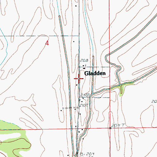 Topographic Map of Gladden, AR