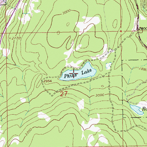 Topographic Map of Phills Lake, MT