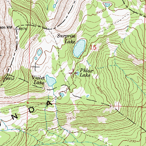 Topographic Map of Phlox Lake, MT