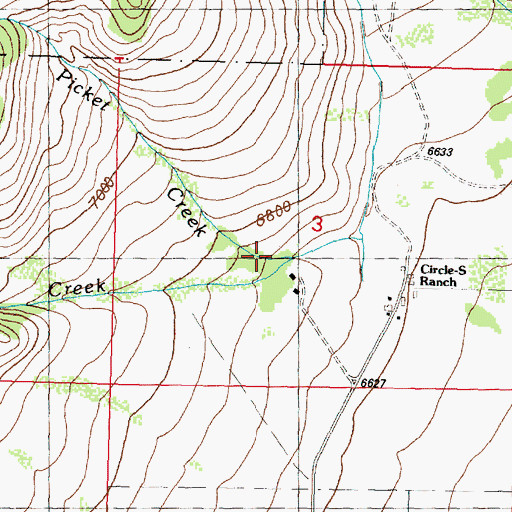 Topographic Map of Picket Creek, MT