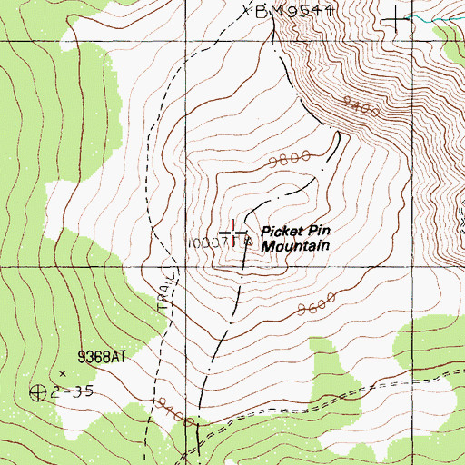 Topographic Map of Picket Pin Mountain, MT
