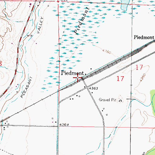 Topographic Map of Piedmont, MT