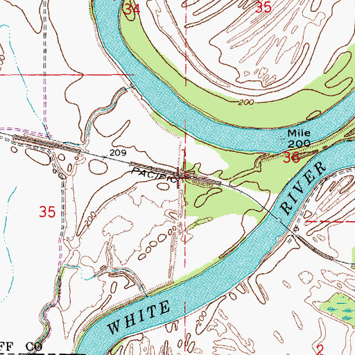 Topographic Map of Ruffwood Station (historical), AR