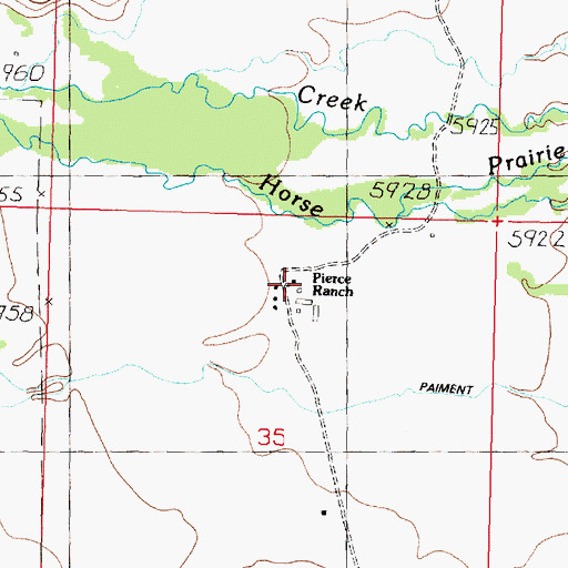 Topographic Map of Pierce Ranch, MT