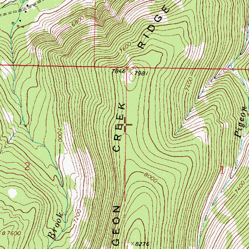 Topographic Map of Pigeon Creek Ridge, MT