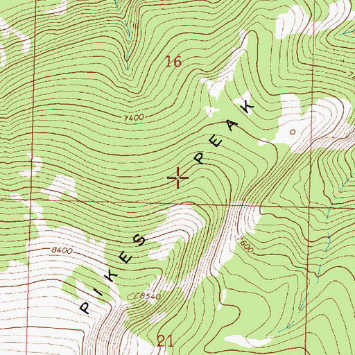 Topographic Map of Pikes Peak Ridge, MT
